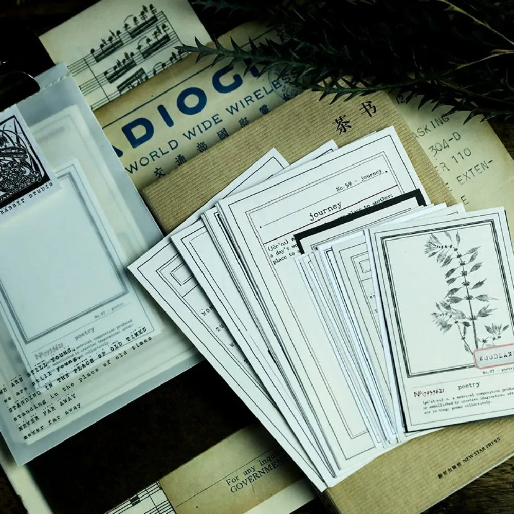 Lot de Papiers de Notes Éphémères Vintage Beige Neutre