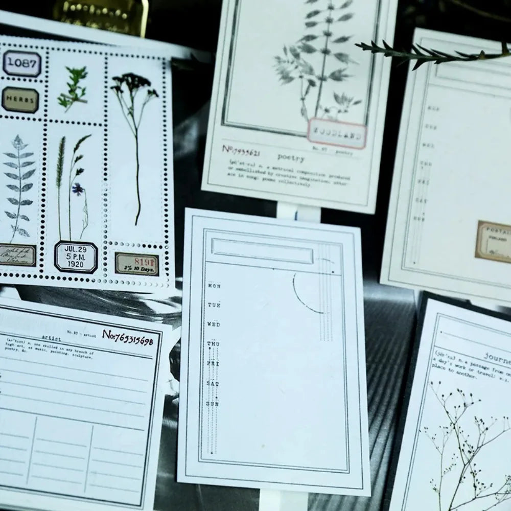 Lot de Papiers de Notes Éphémères Vintage Beige Neutre