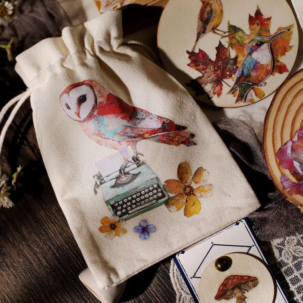 Oil Painting Style Rub-On Stickers | Hummingbird, Owl & Floral Transfers