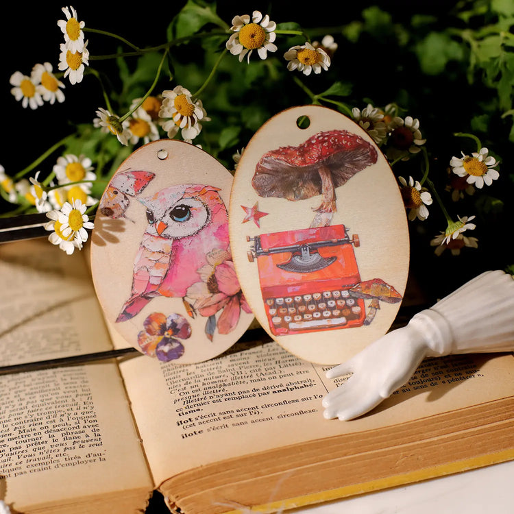 Oil Painting Style Rub-On Stickers | Hummingbird, Owl & Floral Transfers