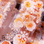 Orange Floral Snowflake Die-Cut Washi PET Tape