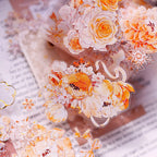 Orange Floral Snowflake Die-Cut Washi PET Tape