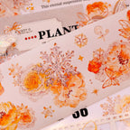 Orange Floral Snowflake Die-Cut Washi PET Tape