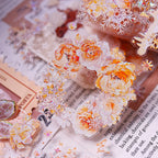 Orange Floral Snowflake Die-Cut Washi PET Tape