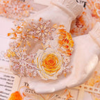 Orange Floral Snowflake Die-Cut Washi PET Tape