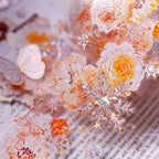 Orange Floral Snowflake Die-Cut Washi PET Tape