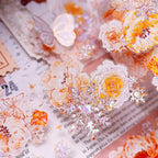 Orange Floral Snowflake Die-Cut Washi PET Tape