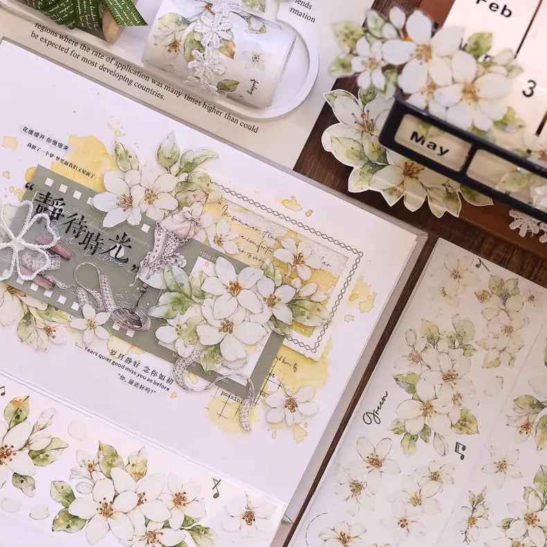 Ruban Washi / Ruban PET Fleur de Jasmin Orange – Ruban de Journalisation Floral