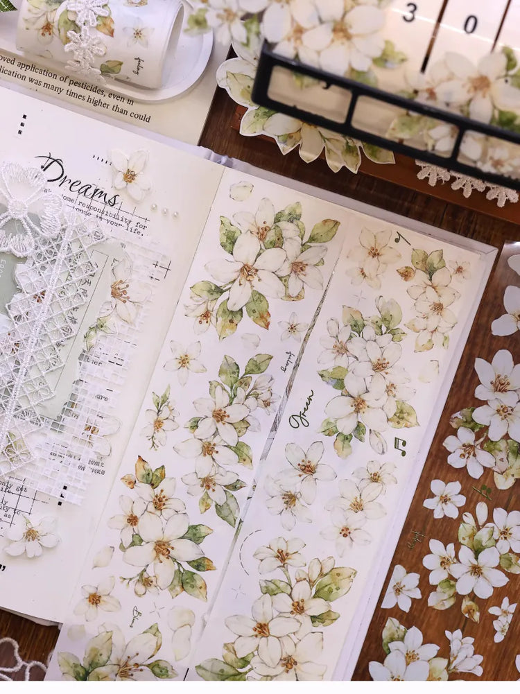 Orange Jasmine Flower Washi Tape / PET Tape