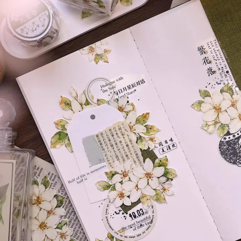 Orange Jasmine Flower Washi Tape / PET Tape – Floral Journaling Tape