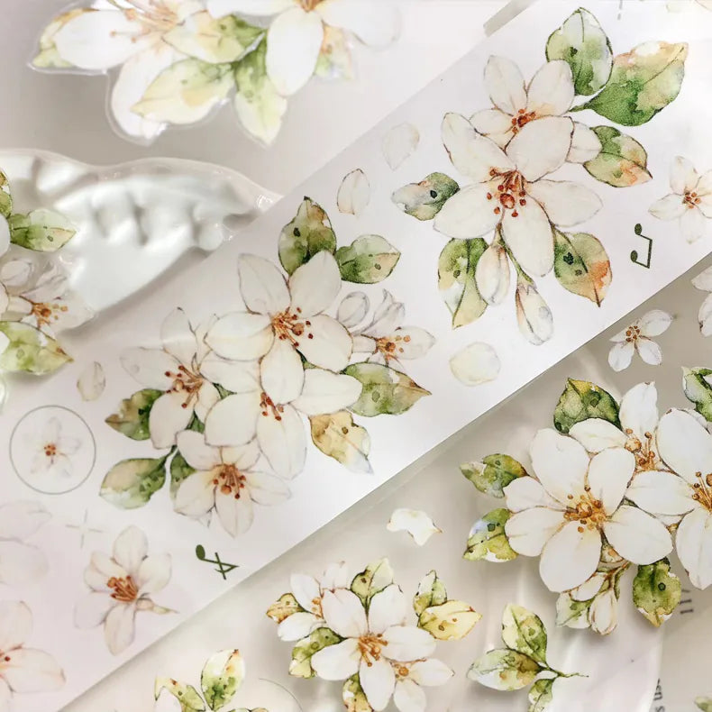 Ruban Washi / Ruban PET Fleur de Jasmin Orange – Ruban de Journalisation Floral