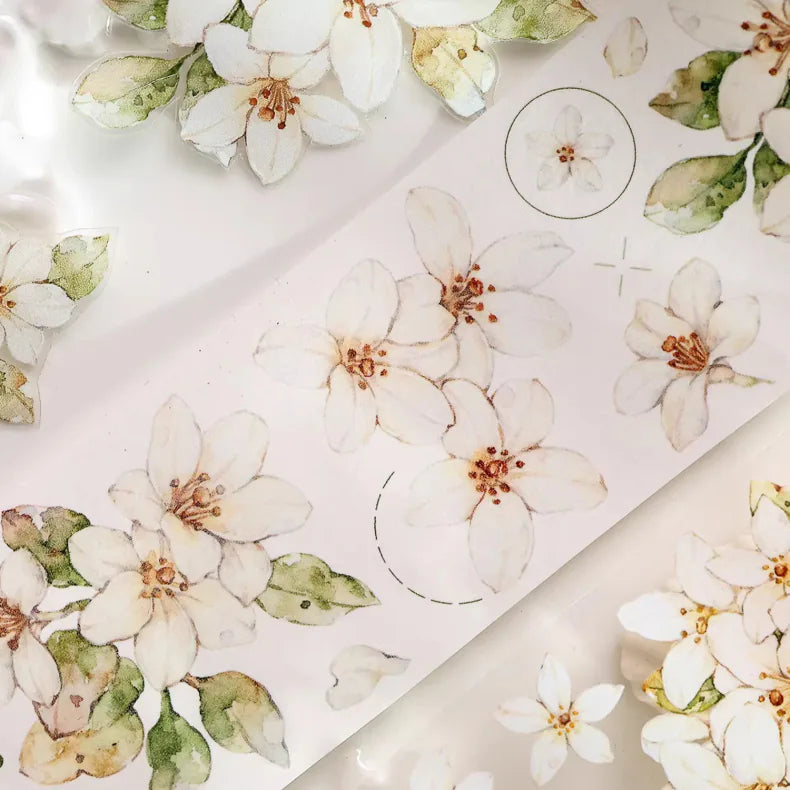 Orange Jasmine Flower Washi Tape / PET Tape – Floral Journaling Tape