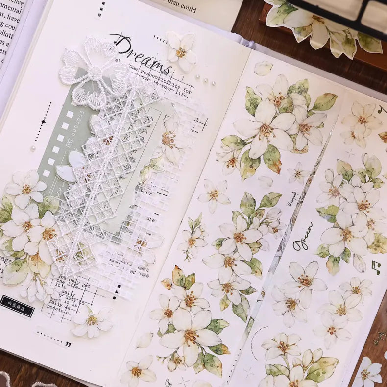 Ruban Washi / Ruban PET Fleur de Jasmin Orange – Ruban de Journalisation Floral