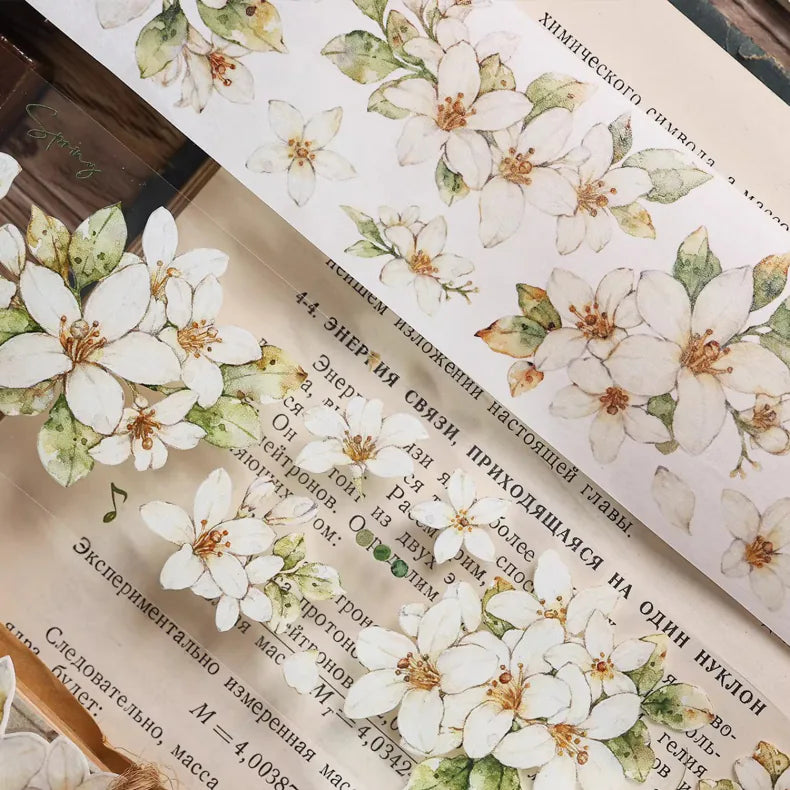 Ruban Washi / Ruban PET Fleur de Jasmin Orange – Ruban de Journalisation Floral