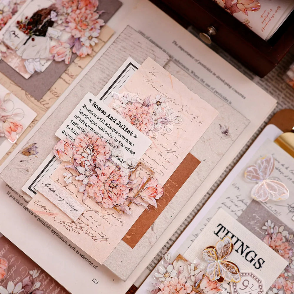 Orange Peony Floral Shell-Shimmer PET Tape