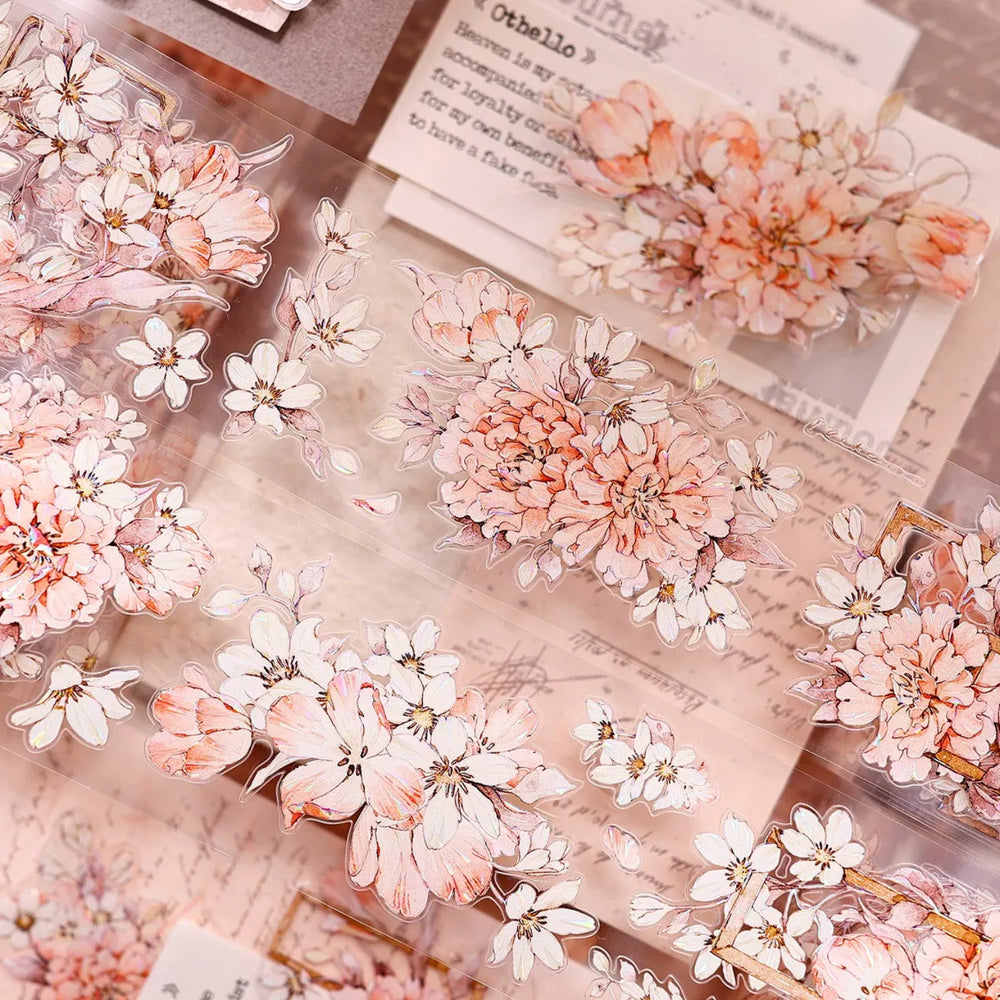 Orange Peony Floral Shell-Shimmer PET Tape