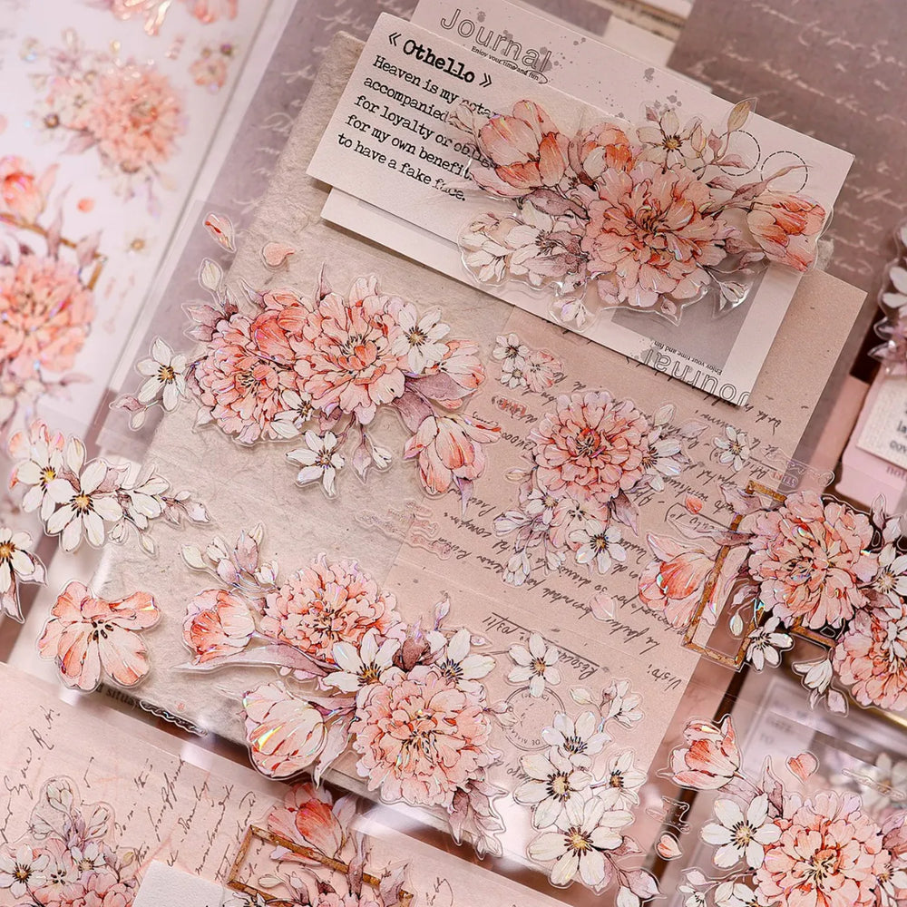 Orange Peony Floral Shell-Shimmer PET Tape