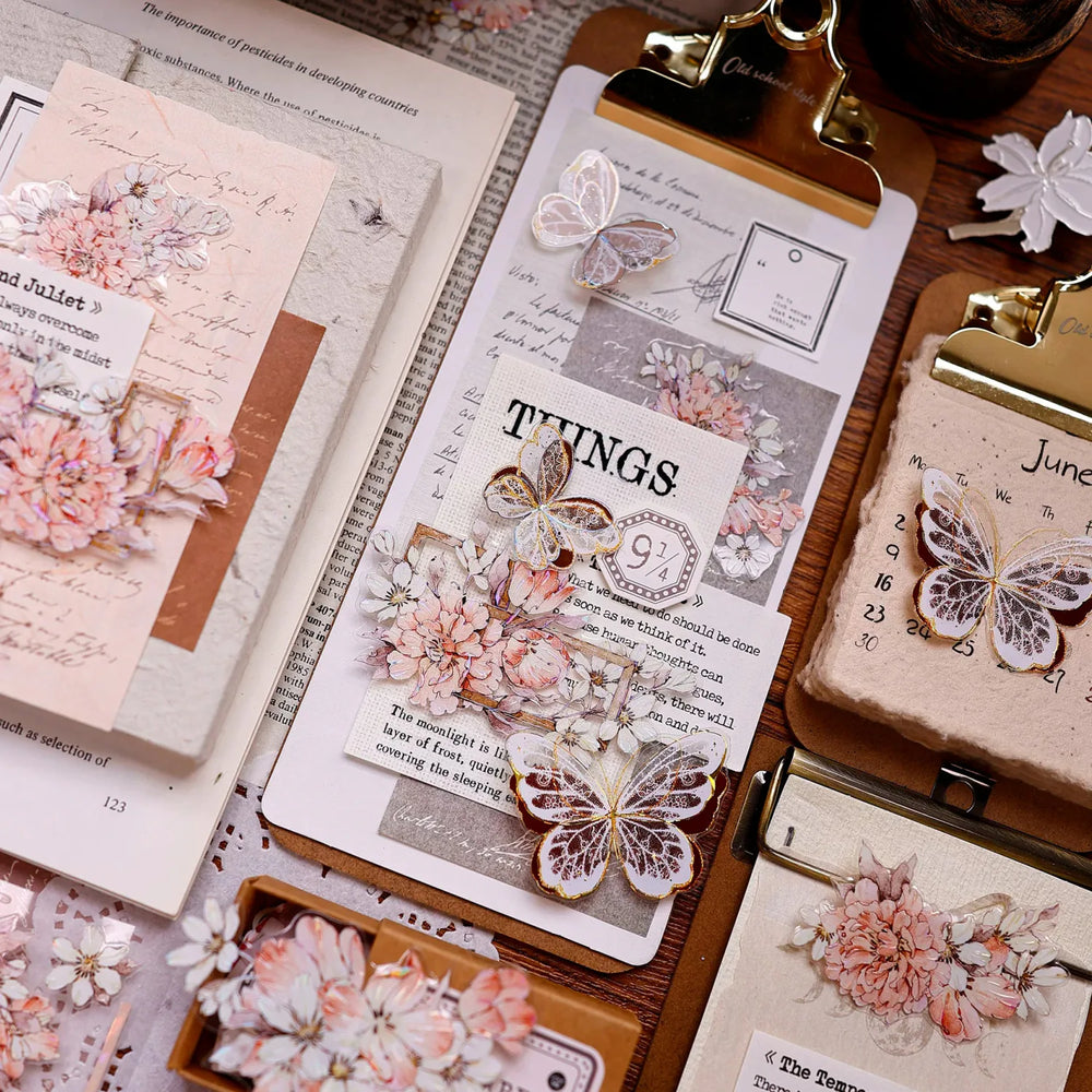Orange Peony Floral Shell-Shimmer PET Tape