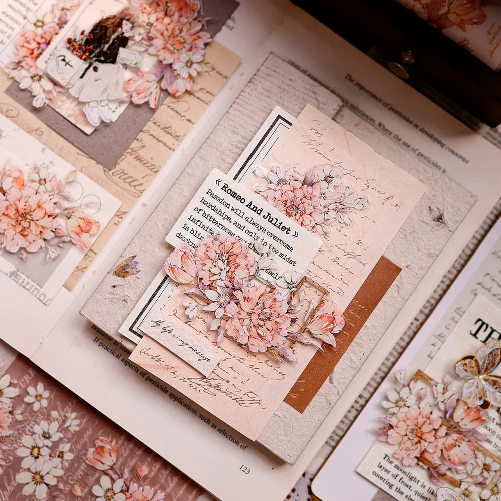 Orange Peony Floral Shell-Shimmer PET Tape