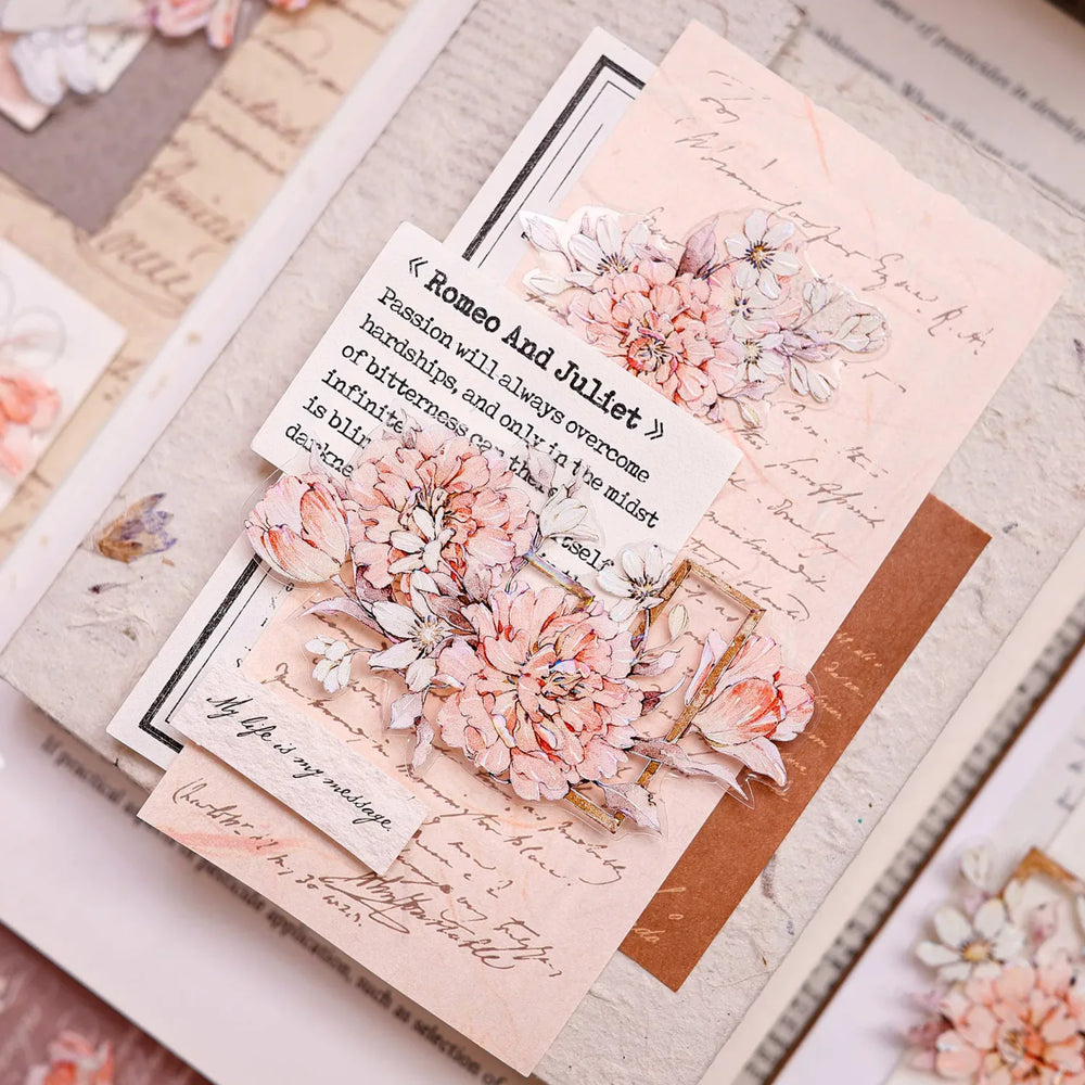 Orange Peony Floral Shell-Shimmer PET Tape