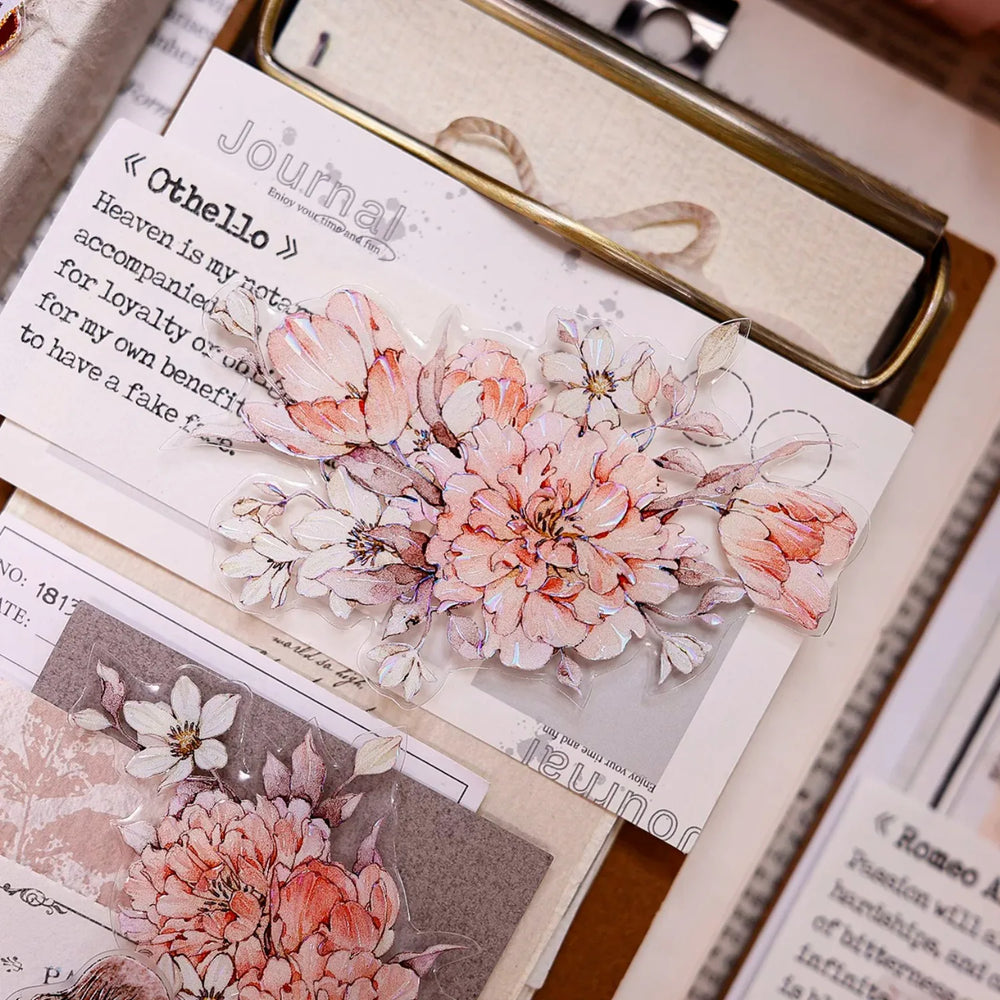 Orange Peony Floral Shell-Shimmer PET Tape