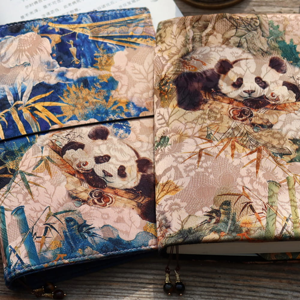 Panda Fabric Journal – Bullet Journal & Note-taking Notebook, Hobonichi Cover, Gift for Her