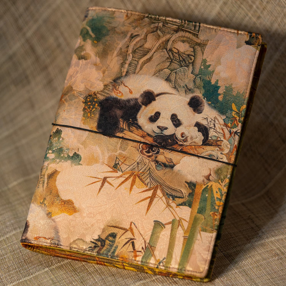 Panda Fabric Journal – Bullet Journal & Note-taking Notebook, Hobonichi Cover, Gift for Her