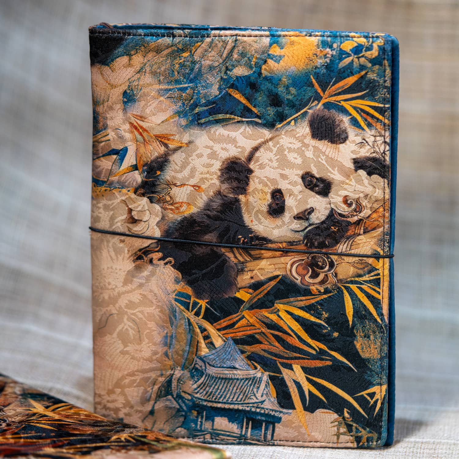 Handgemachter Panda Stoff Notizbuch Cover &amp; Binder | A5 A6 Satin Nachfüllbares Journal