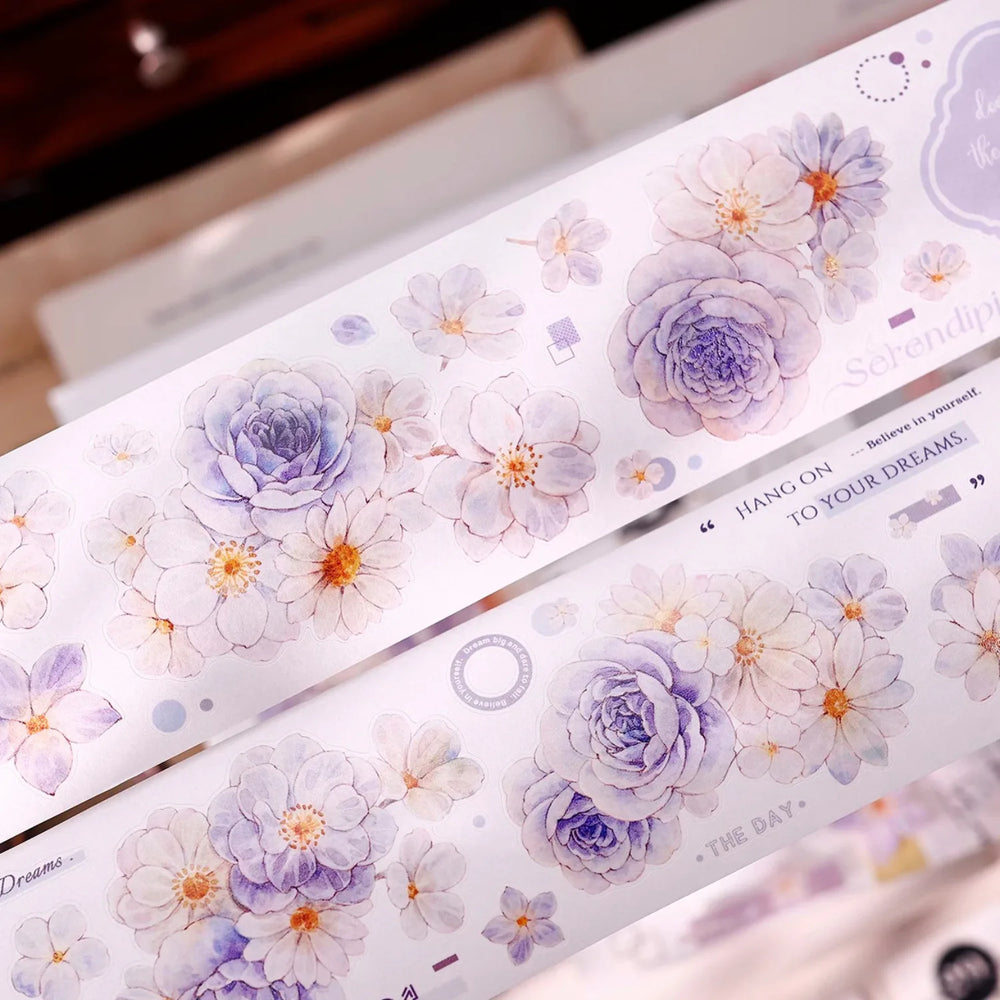 Pastel Floral Die-Cut Washi & PET Tape Pink & Lavender
