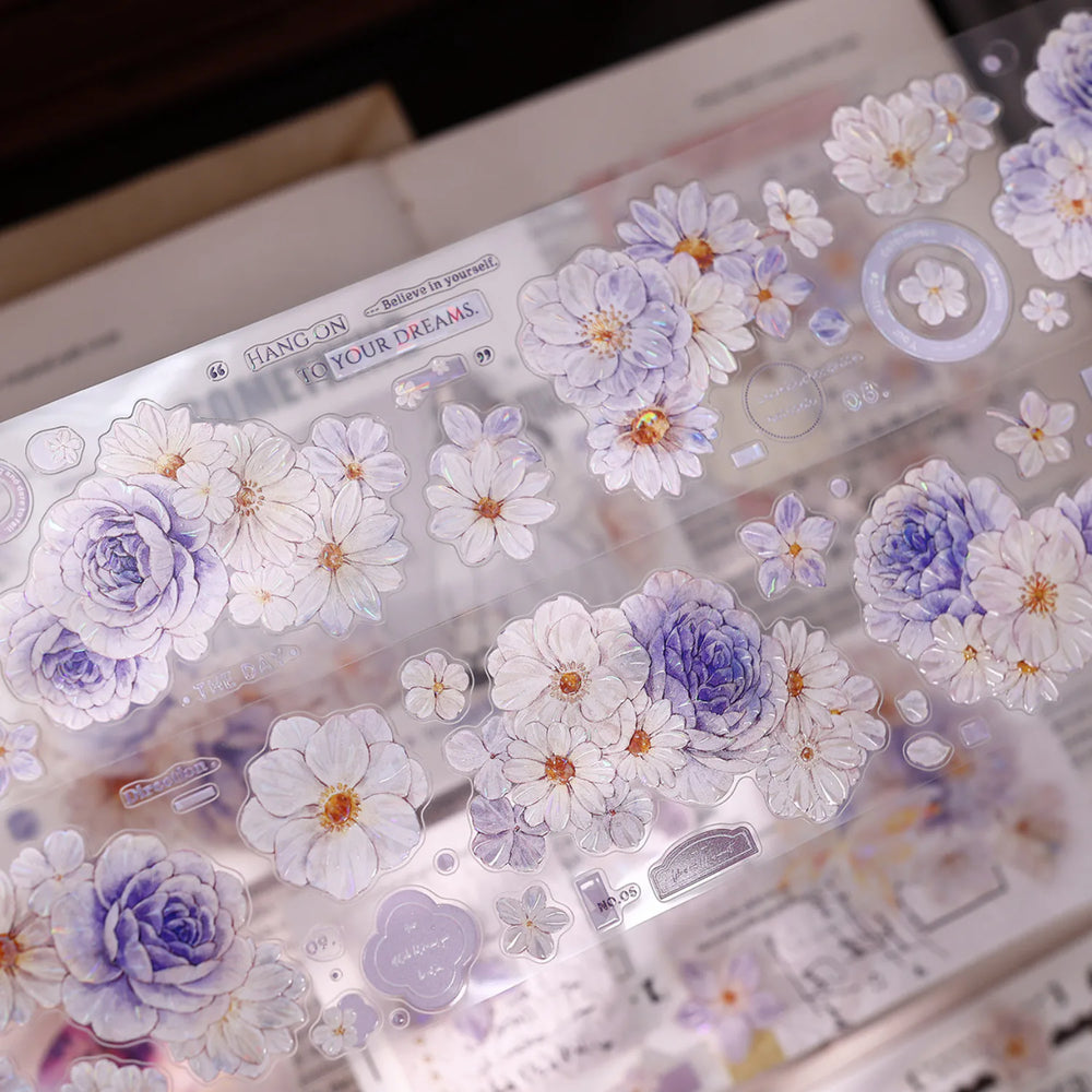 Pastel Floral Die-Cut Washi & PET Tape Pink & Lavender