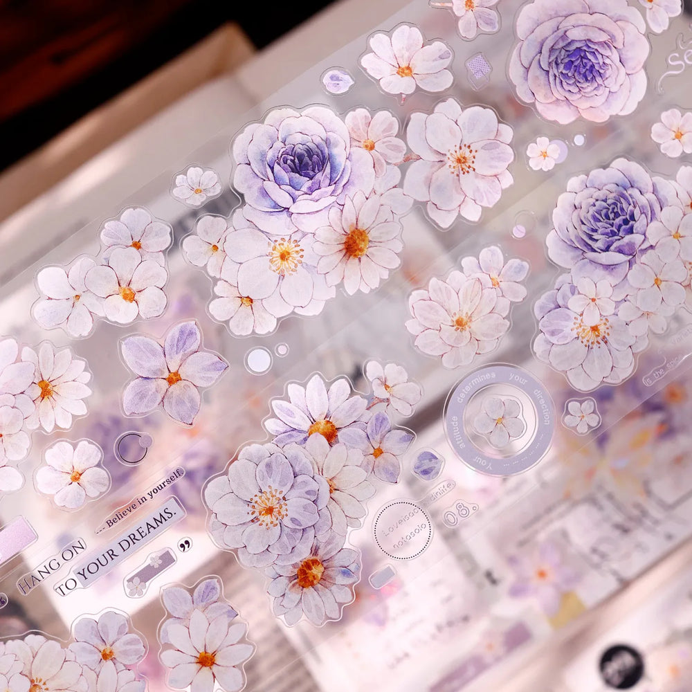 Pastel Floral Die-Cut Washi & PET Tape Pink & Lavender