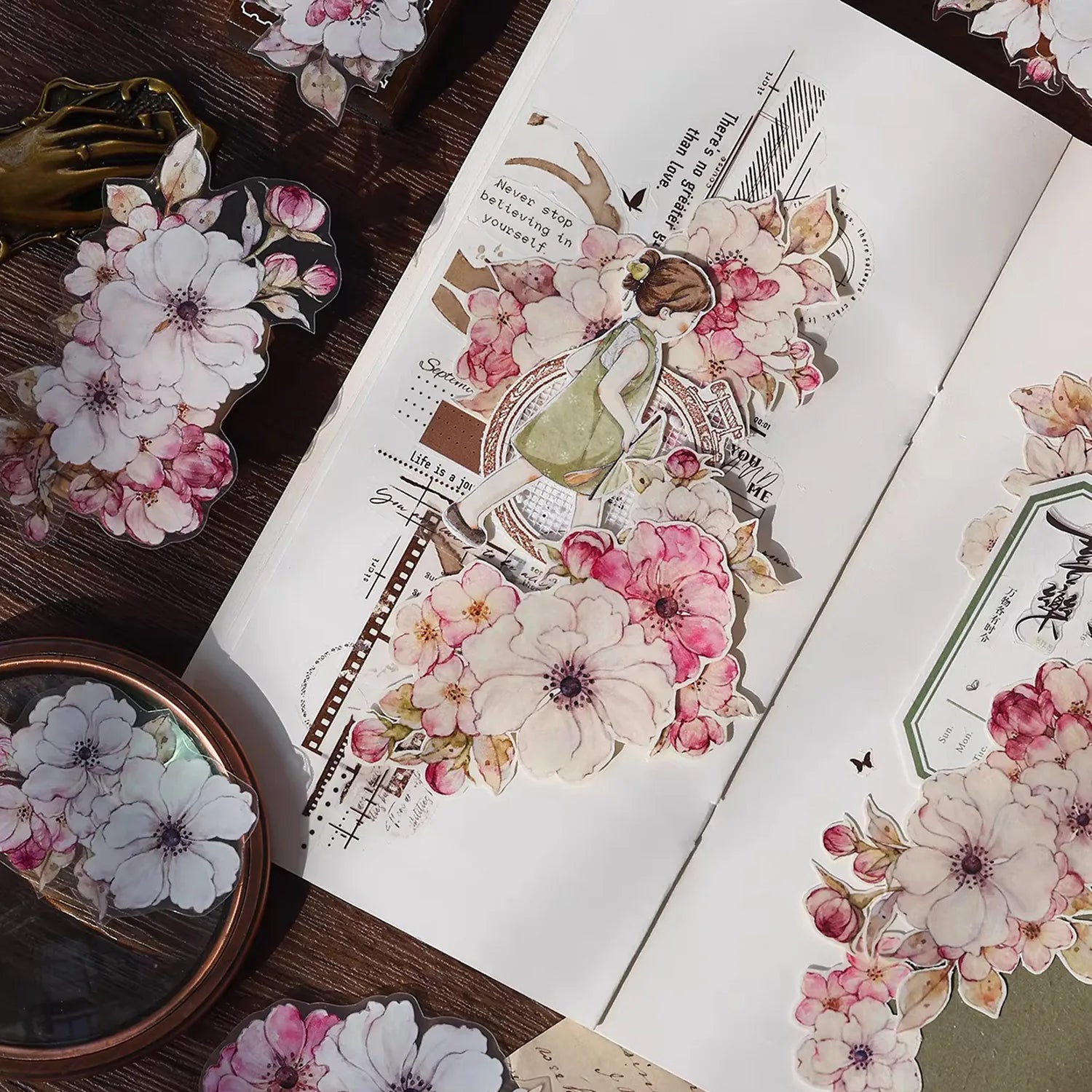 Peach Blossom Washi & PET Tape - Light Vintage