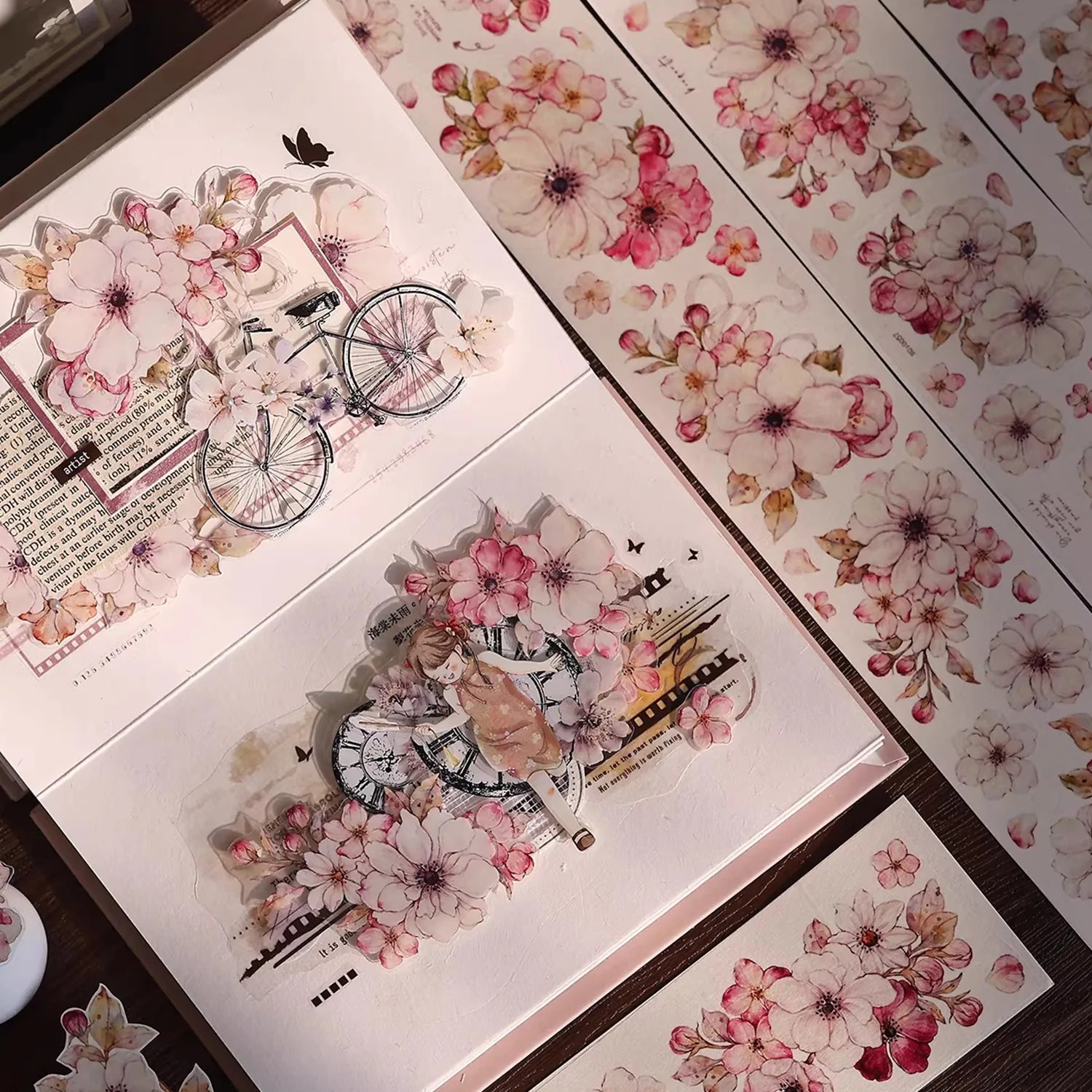 Peach Blossom Washi & PET Tape - Light Vintage