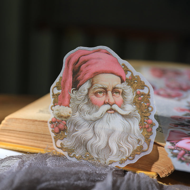 Vintage Pink Christmas Vellum Stickers | 36 Die-Cut Designs