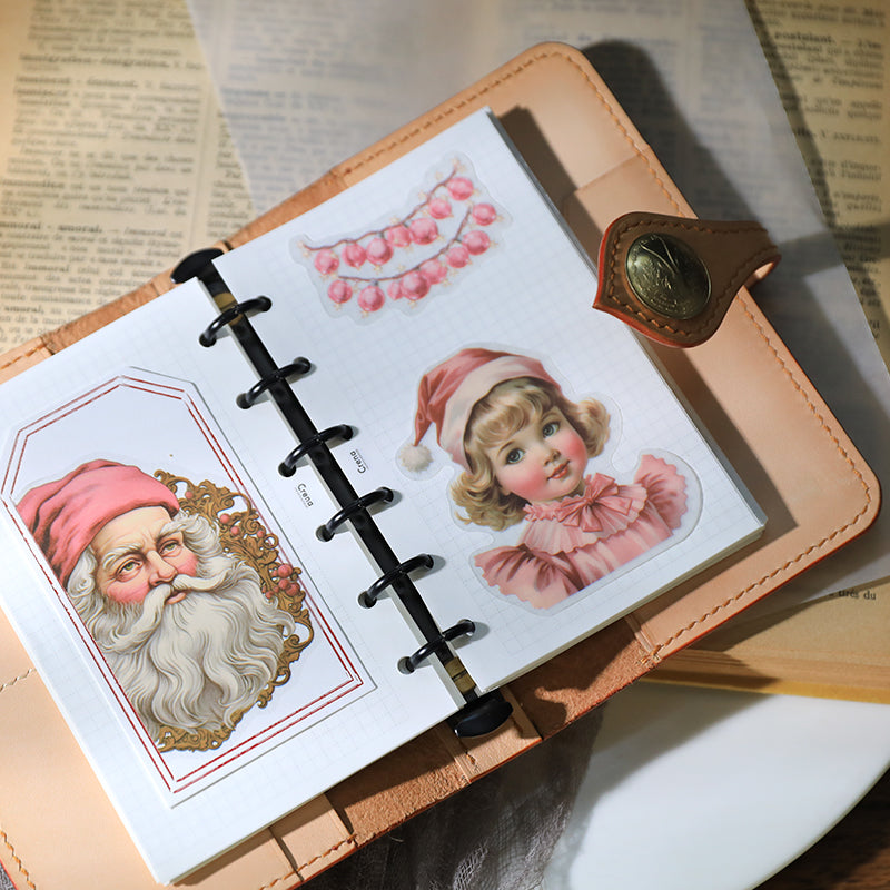 Vintage Pink Christmas Vellum Stickers | 36 Die-Cut Designs