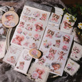 Pink Blumen Katzenmädchen Rub-On Transfer Sticker
