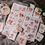 Pink Blumen Katzenmädchen Rub-On Transfer Sticker