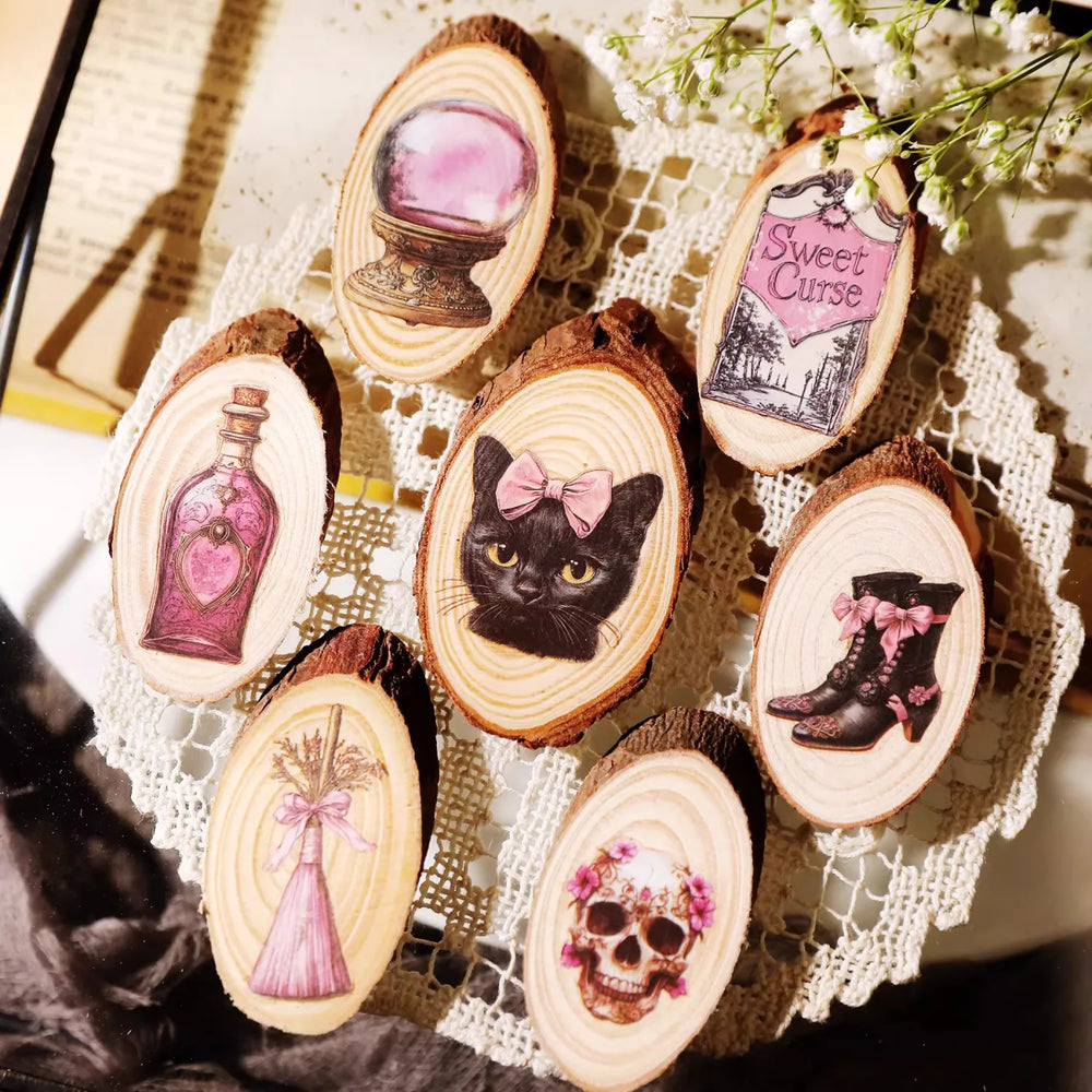 Autocollants à frotter Sorcière Rose | Scrapbooking Magique