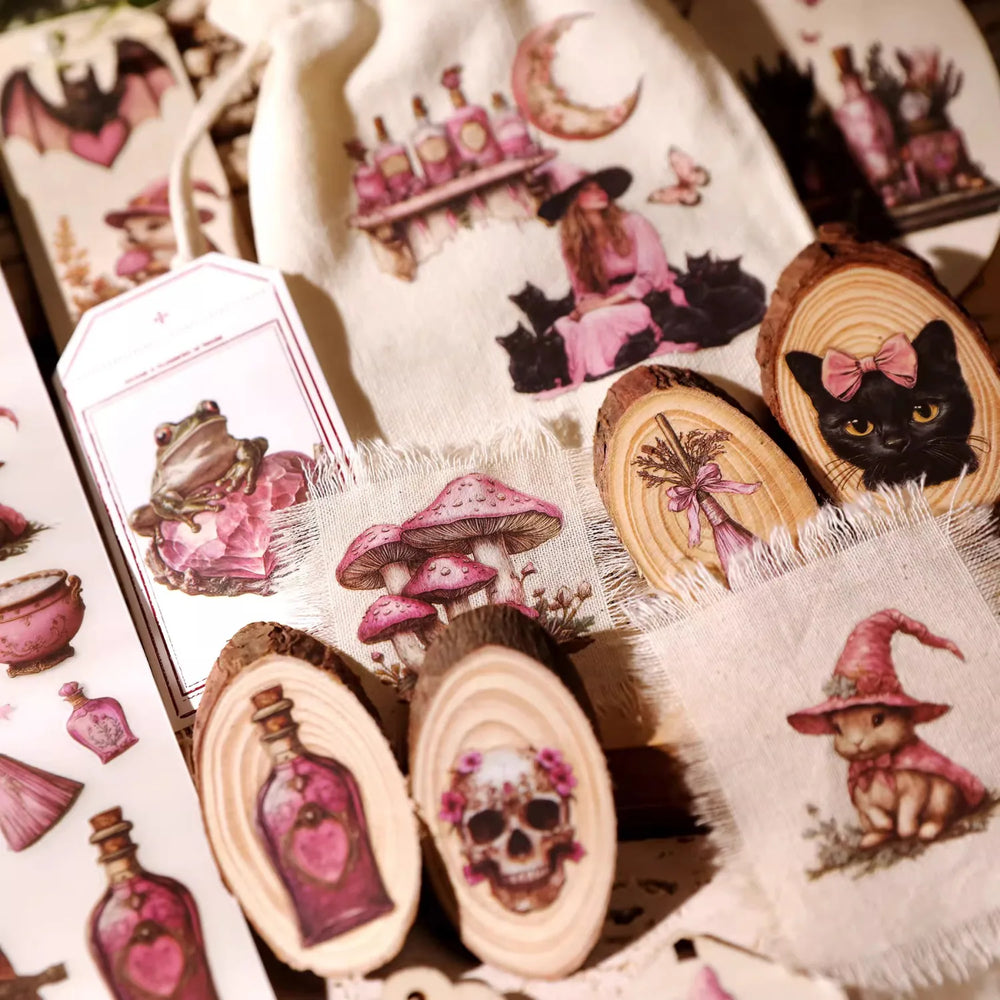 Autocollants à frotter Sorcière Rose | Scrapbooking Magique