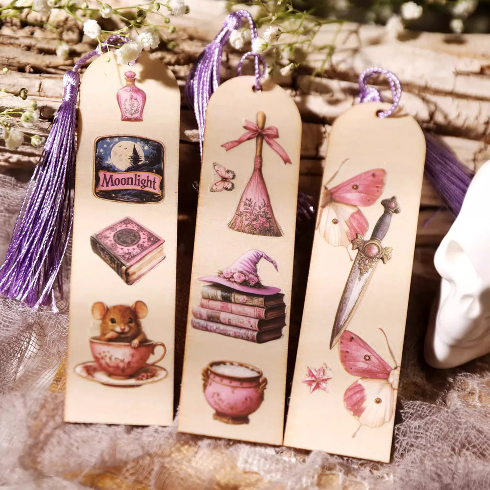 Autocollants à frotter Sorcière Rose | Scrapbooking Magique