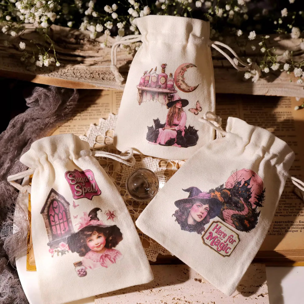 Autocollants à frotter Sorcière Rose | Scrapbooking Magique