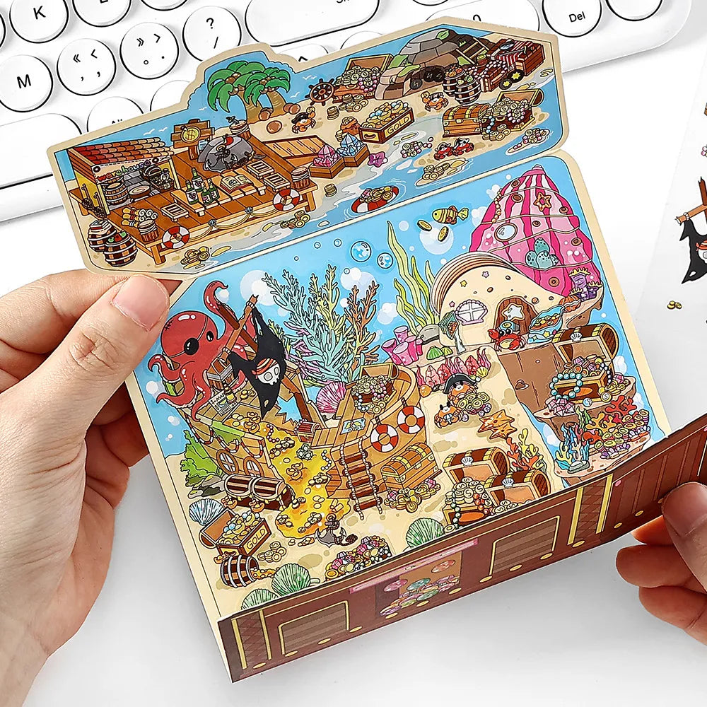 Set d’autocollants Scène Trésor de Pirate