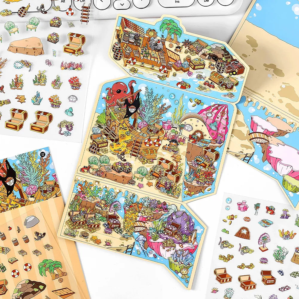Set d’autocollants Scène Trésor de Pirate