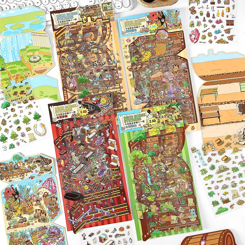 Set d’autocollants Scène Trésor de Pirate