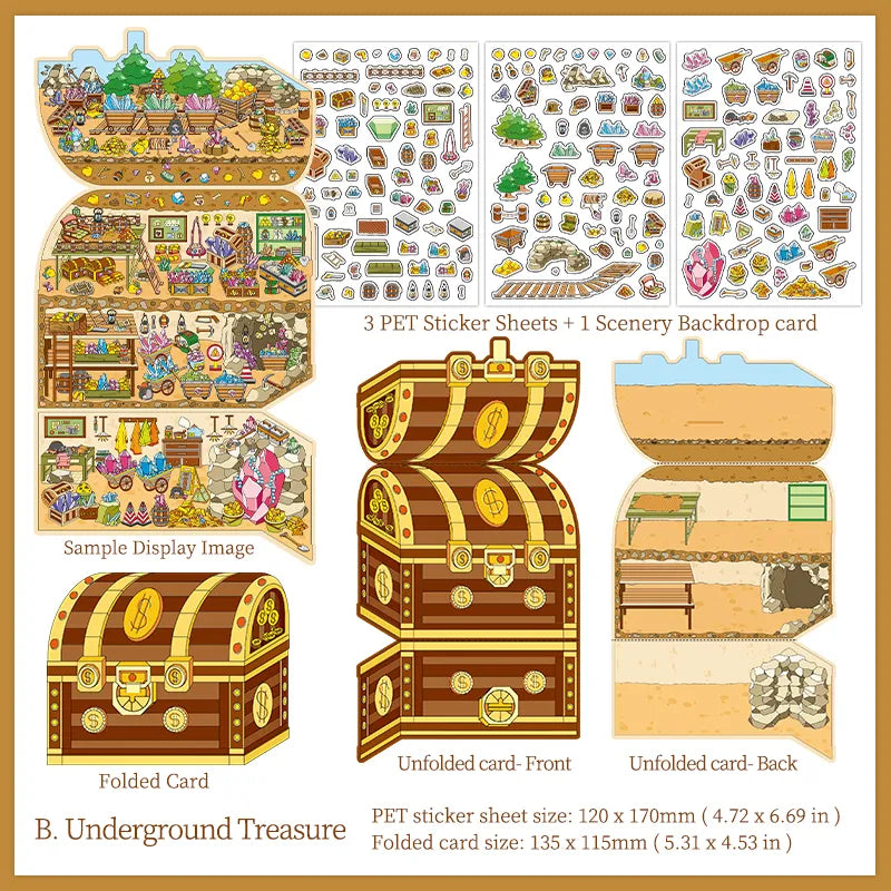 Set d’autocollants Scène Trésor de Pirate