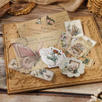 Plant Butterfly Vintage Scrapbook Paper Sticker Kit