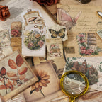 Plant Butterfly Vintage Scrapbook Paper Sticker Kit