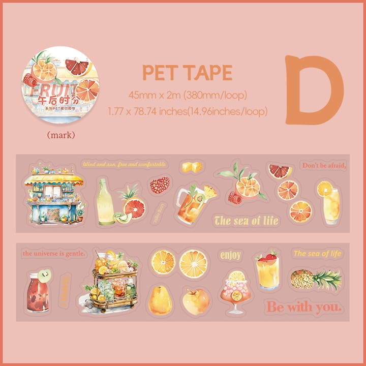 Ruban adhésif PET prédécoupé à thème Dessert Coffee Happy Time