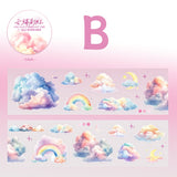 Pre-cut Journaling Watercolor Cloud Rainbow PET Tape