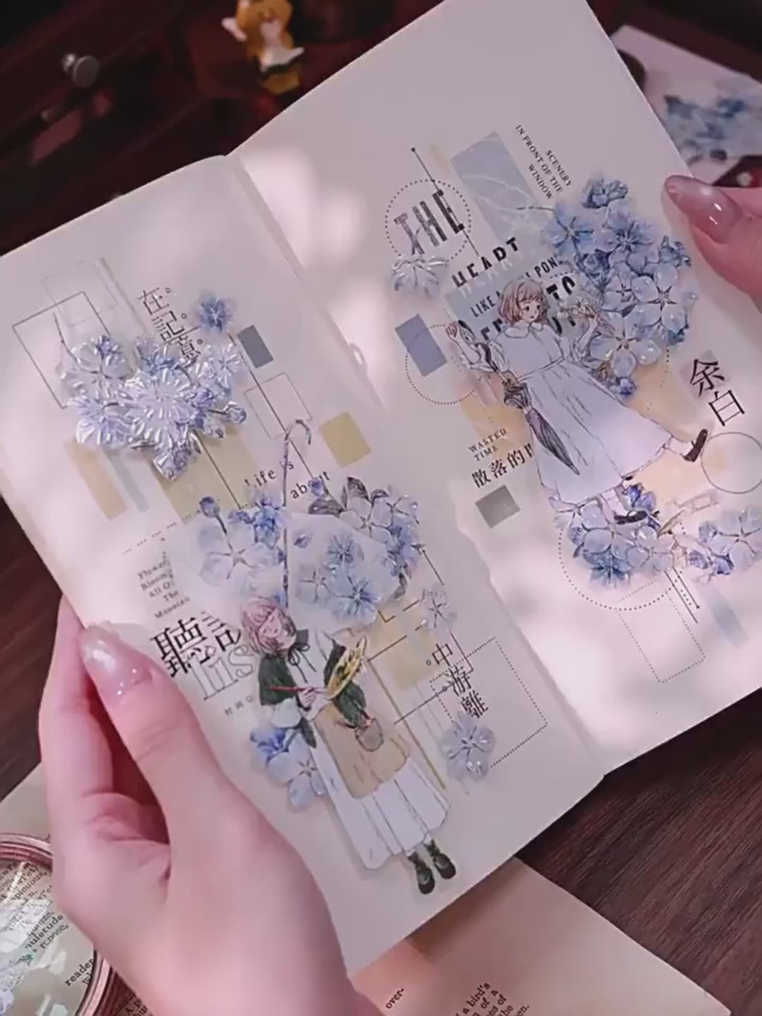 Vintage Blue Sakura Die-Cut Washi & PET Tape